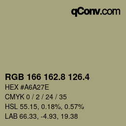 カラーコード: RGB 166 162.8 126.4 | qconv.com