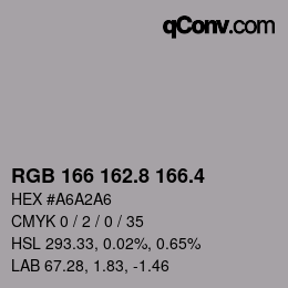 カラーコード: RGB 166 162.8 166.4 | qconv.com