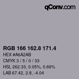 カラーコード: RGB 166 162.8 171.4 | qconv.com