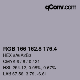 カラーコード: RGB 166 162.8 176.4 | qconv.com