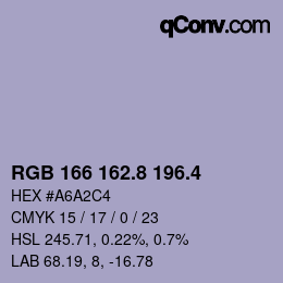 カラーコード: RGB 166 162.8 196.4 | qconv.com