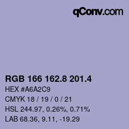 カラーコード: RGB 166 162.8 201.4 | qconv.com