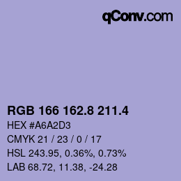 カラーコード: RGB 166 162.8 211.4 | qconv.com