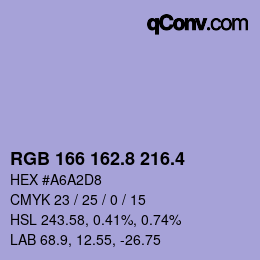 カラーコード: RGB 166 162.8 216.4 | qconv.com
