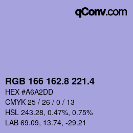 カラーコード: RGB 166 162.8 221.4 | qconv.com