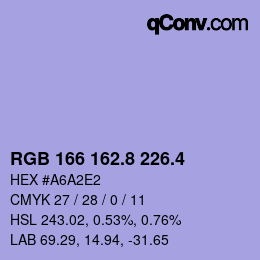 カラーコード: RGB 166 162.8 226.4 | qconv.com