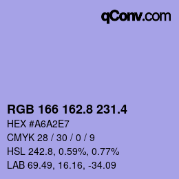 カラーコード: RGB 166 162.8 231.4 | qconv.com