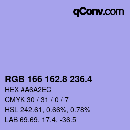 カラーコード: RGB 166 162.8 236.4 | qconv.com