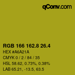 カラーコード: RGB 166 162.8 26.4 | qconv.com
