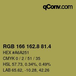 カラーコード: RGB 166 162.8 81.4 | qconv.com