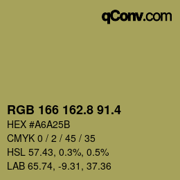 カラーコード: RGB 166 162.8 91.4 | qconv.com