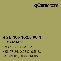 カラーコード: RGB 166 162.8 96.4 | qconv.com