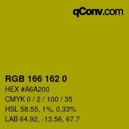 Color code: RGB 166 162 0 | qconv.com