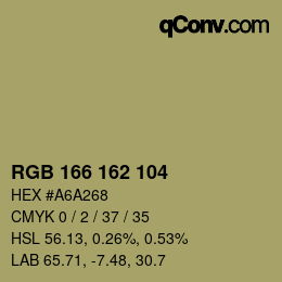 Color code: RGB 166 162 104 | qconv.com