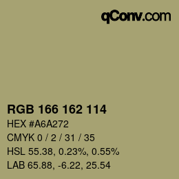 Color code: RGB 166 162 114 | qconv.com