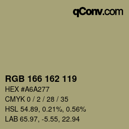 颜色代码: RGB 166 162 119 | qconv.com