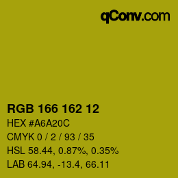 カラーコード: RGB 166 162 12 | qconv.com