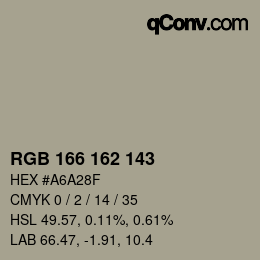 Color code: RGB 166 162 143 | qconv.com