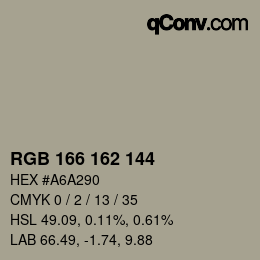 Color code: RGB 166 162 144 | qconv.com