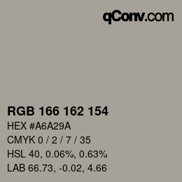 カラーコード: RGB 166 162 154 | qconv.com