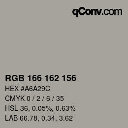 颜色代码: RGB 166 162 156 | qconv.com