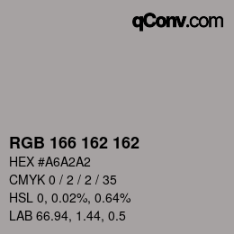 カラーコード: RGB 166 162 162 | qconv.com