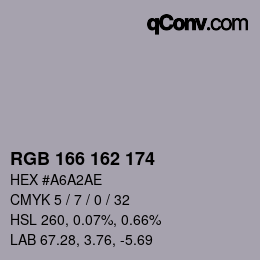 カラーコード: RGB 166 162 174 | qconv.com