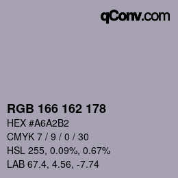 Color code: RGB 166 162 178 | qconv.com