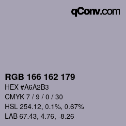 Color code: RGB 166 162 179 | qconv.com