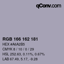 カラーコード: RGB 166 162 181 | qconv.com