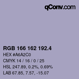 カラーコード: RGB 166 162 192.4 | qconv.com