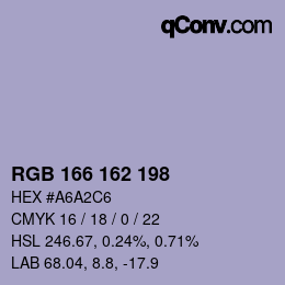 Color code: RGB 166 162 198 | qconv.com