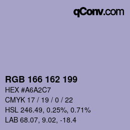 Color code: RGB 166 162 199 | qconv.com