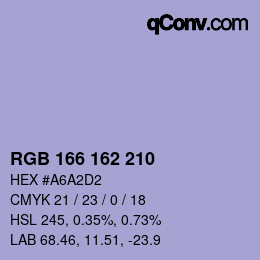 カラーコード: RGB 166 162 210 | qconv.com