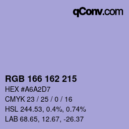 カラーコード: RGB 166 162 215 | qconv.com