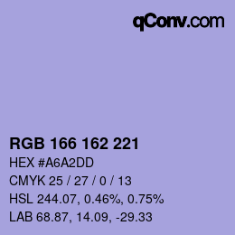 Color code: RGB 166 162 221 | qconv.com