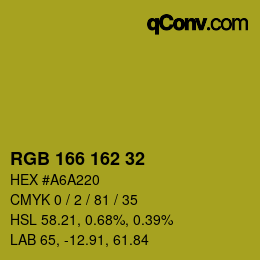 Color code: RGB 166 162 32 | qconv.com