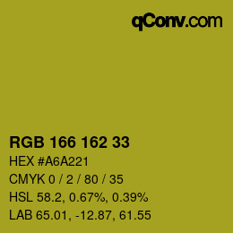 Color code: RGB 166 162 33 | qconv.com