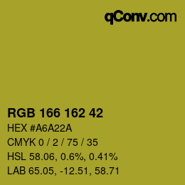 Color code: RGB 166 162 42 | qconv.com