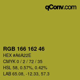 Color code: RGB 166 162 46 | qconv.com