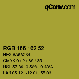 Color code: RGB 166 162 52 | qconv.com