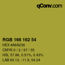 颜色代码: RGB 166 162 54 | qconv.com