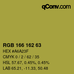 Color code: RGB 166 162 63 | qconv.com