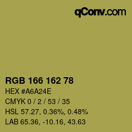 Color code: RGB 166 162 78 | qconv.com