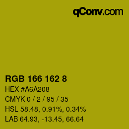 颜色代码: RGB 166 162 8 | qconv.com