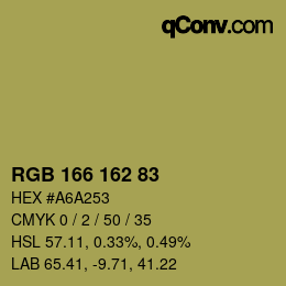 颜色代码: RGB 166 162 83 | qconv.com