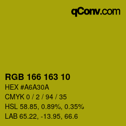 Color code: RGB 166 163 10 | qconv.com