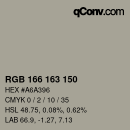 颜色代码: RGB 166 163 150 | qconv.com