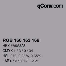 Color code: RGB 166 163 168 | qconv.com