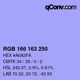 Color code: RGB 166 163 250 | qconv.com